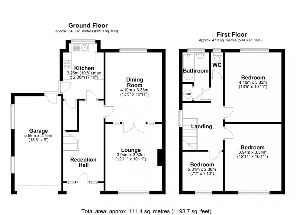 Floorplan for Limekiln Bank, St. Georges, Telford