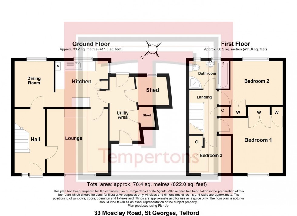 Floorplan for Mosclay Road, St Georges, Telford