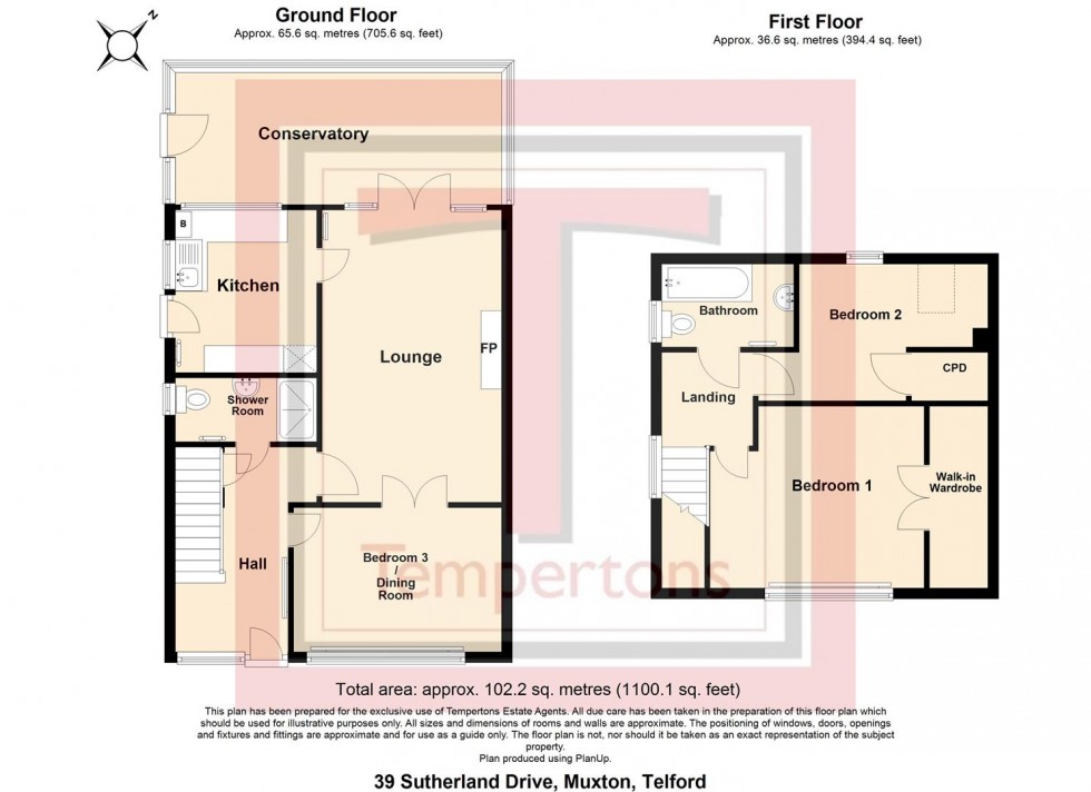 Floorplan for Sutherland Drive, Muxton, Telford