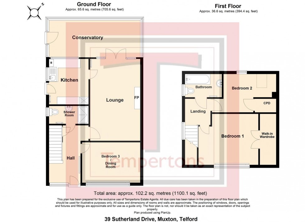 Floorplan for Sutherland Drive, Muxton, Telford